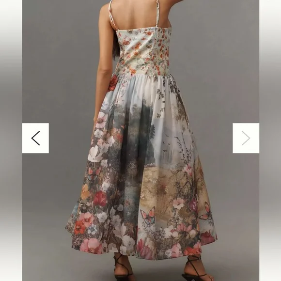 Anthropologie The Muse Basque-Waist Midi Dress Size S - Picture 2 of 7